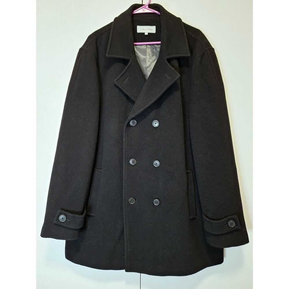 Calvin Klein Womens Wool Blend Double Breasted Coat Size Large